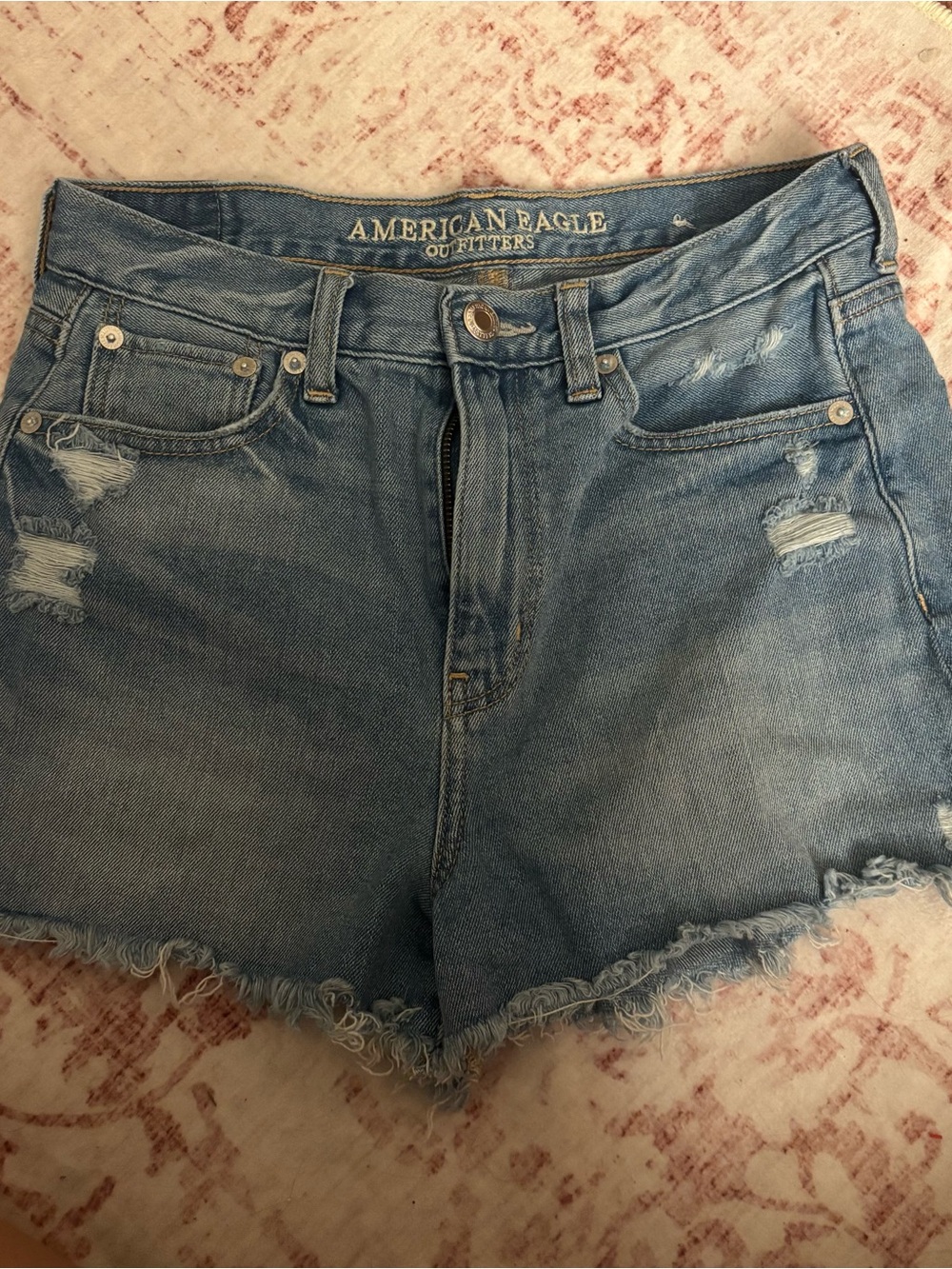 American Eagle Outfitters Light Blue Distressed Denim Cutoff Shorts